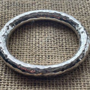 Silpada B1117 Sterling Silver 11mm Thick Oval Hammered Bangle Bracelet